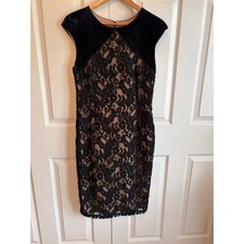 Cato Black Lace Velvet Sheath Dress Women 8 Floral Chenille Texture Cocktail