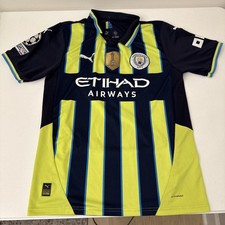 Manchester City #8 PUMA Soccer Jersey Size L Blue Yellow Football Shirt Men's