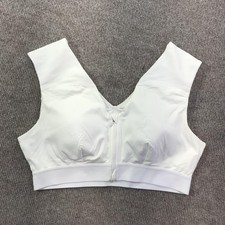 Tommie Copper Sports Bra Womens XL White Zip Front Support Copper Znergy