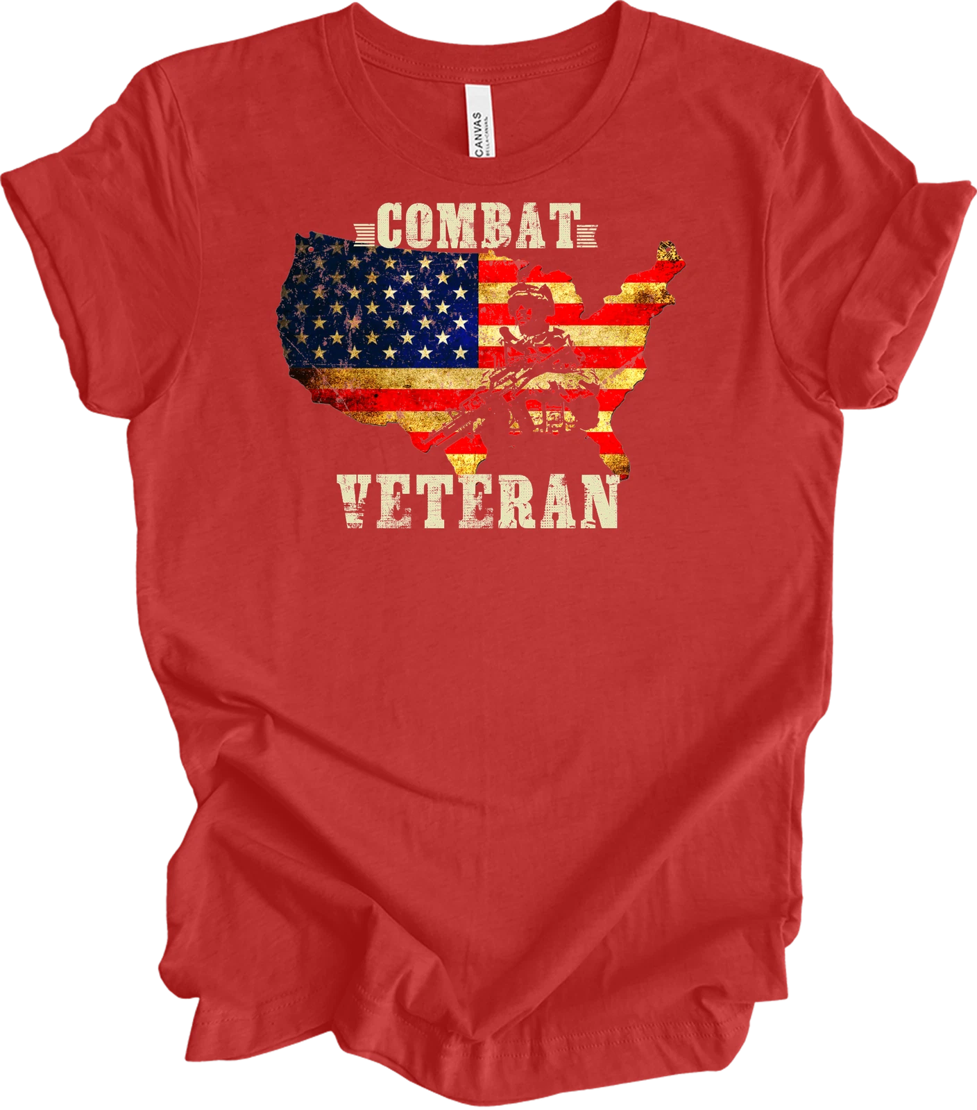 Combat Veteran T-Shirt - Patriotic USA Flag Design