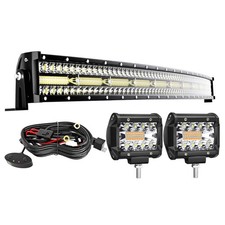 TERRAIN VISION Curved 288W 50Inch LED Light Bar 3-Row 2x4inch Strobe Pods