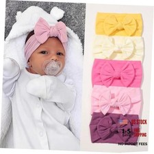 5Pcs Nylon Baby Bow Headbands, Soft Stretchy Hairbands with Bow for Newborns,