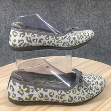 Clarks Shoes Womens 10 M Carly Hope Leopard Print Slip Ons Flats Gray Yellow