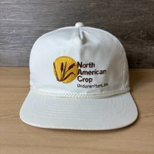 Vintage North American Crop Underwriters Inc Hat Snap Back White Trucker Farm