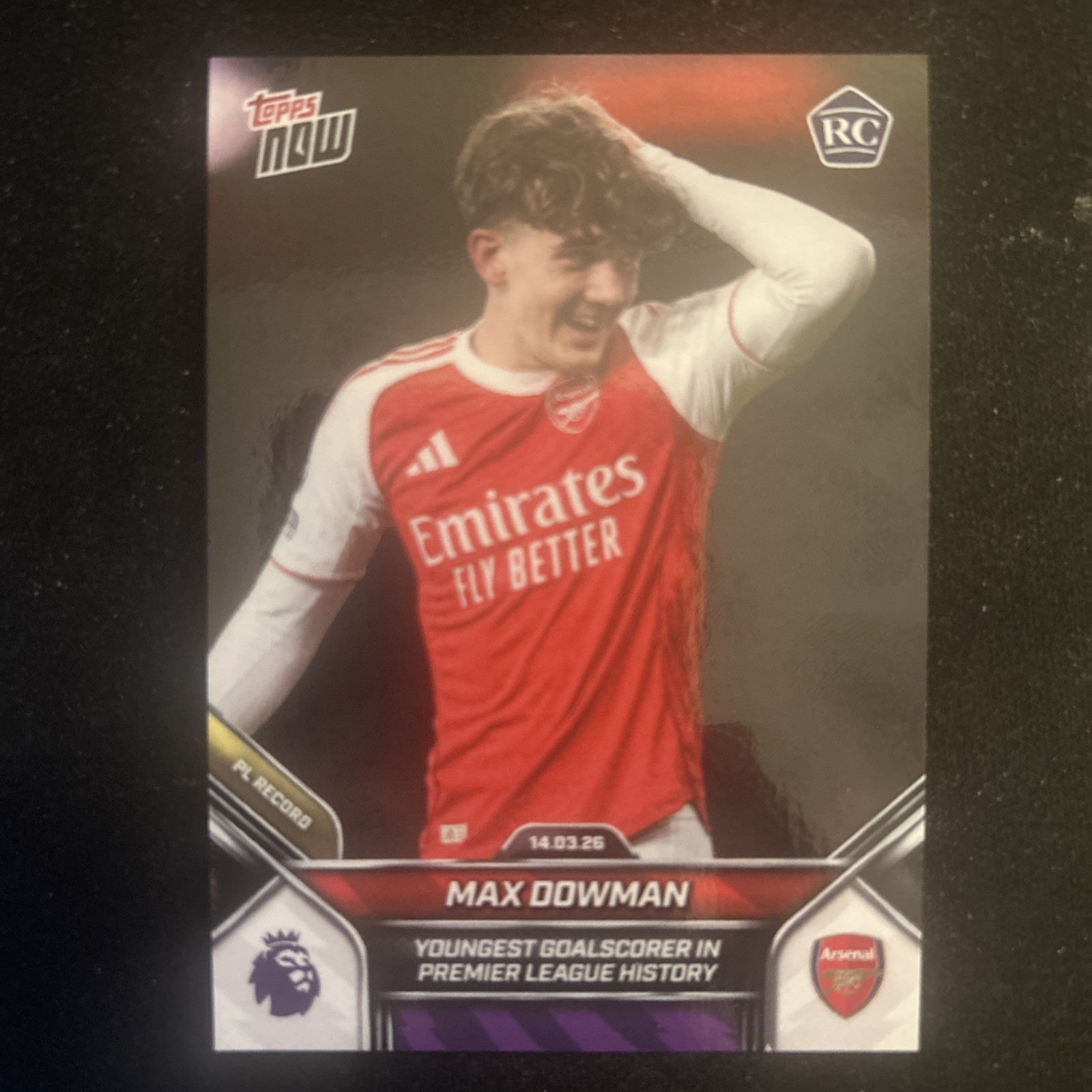 2025-26 Topps Now PL Max Dowman #156 RC Rookie Youngest Goalscorer
