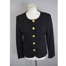 Veronica Beard Kensington Jacket Medium Black Gold Button Womens Blazer Luxury