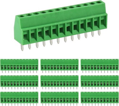 12 Pin 2.54mm Pitch PCB Green Screw Terminal Block Connector 150V Color: 12pin