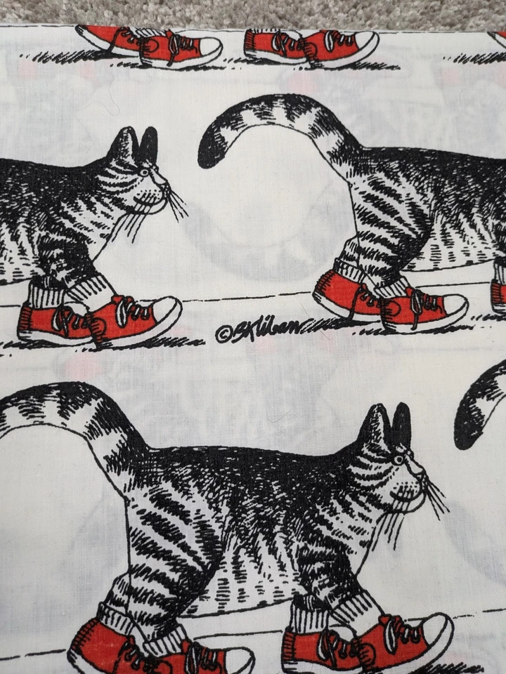 Vintage Burlington House Cat Print Flat Sheet Full Sneakers USA Percale Bedding - Изображение 3 из 4