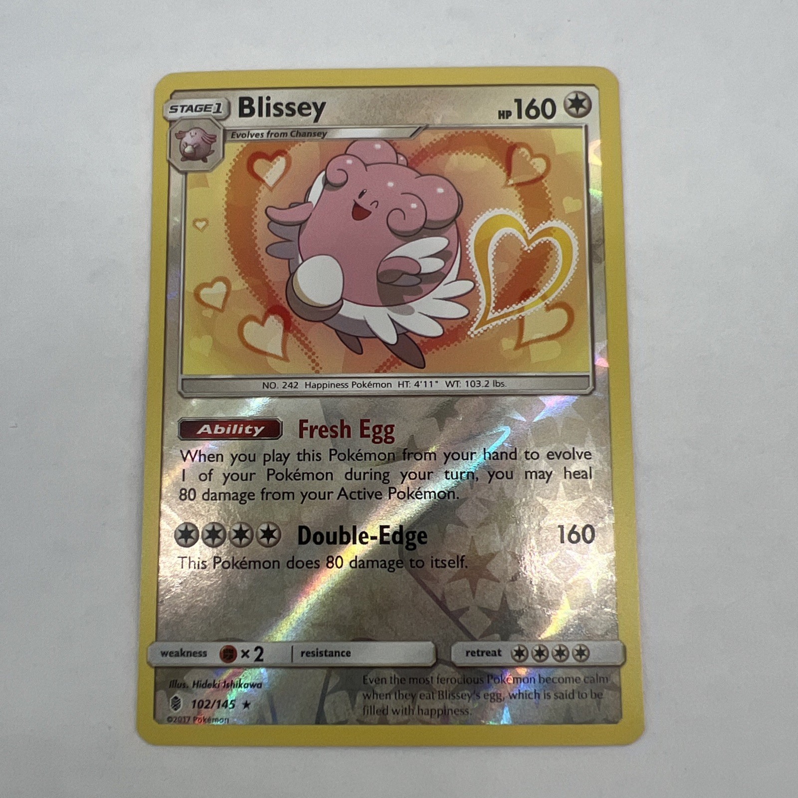 Blissey 102/145 Holo Holo Rare Guardians Rising Pokemon Reverse Holo NM