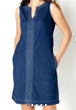 Roman Denim Zip Through Cotton Shift Dress UK 18 NWTS 