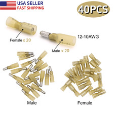 40pcs Heat Shrink Bullet Connectors Male Female Gauge 12-10AWG Wire Terminals