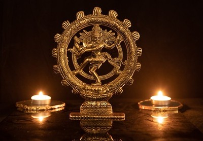 New! METAL Idol of Dancing God Shiva Natraj Statue with Antique Look Gold color