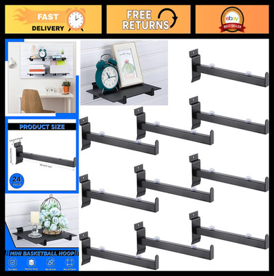 24 Pcs Heavy Duty 12'' Slatwall Shelf Brackets & Hooks for Retail Storage Display