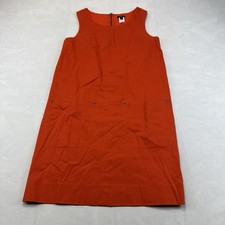 J Crew Womens Size 2 Orange Sleeveless Shift Dress Cotton Blend Pockets