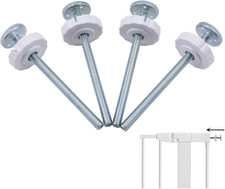 Baby Gate Threaded Spindle Rods, M8 X 125Mm, White, 4 Pack Extra-Long 4.92-Inc
