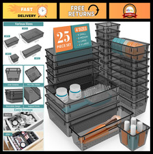 25 PCS Plastic Drawer Organizer Set - Makeup  Storage Bins, 4 Sizes for Home 