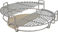 Sunnydaze Half Moon Cooking Grate System - Fits 18" Kamado Egg Grills - Stainle