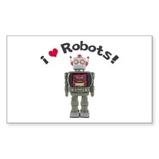 CafePress I Love Robots! Rectangle Sticker Sticker (rect.) (169450433)