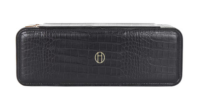Heaven Mayhem Large Onyx Travel Jewelry Case - Black Croc Leather - New w/ Box