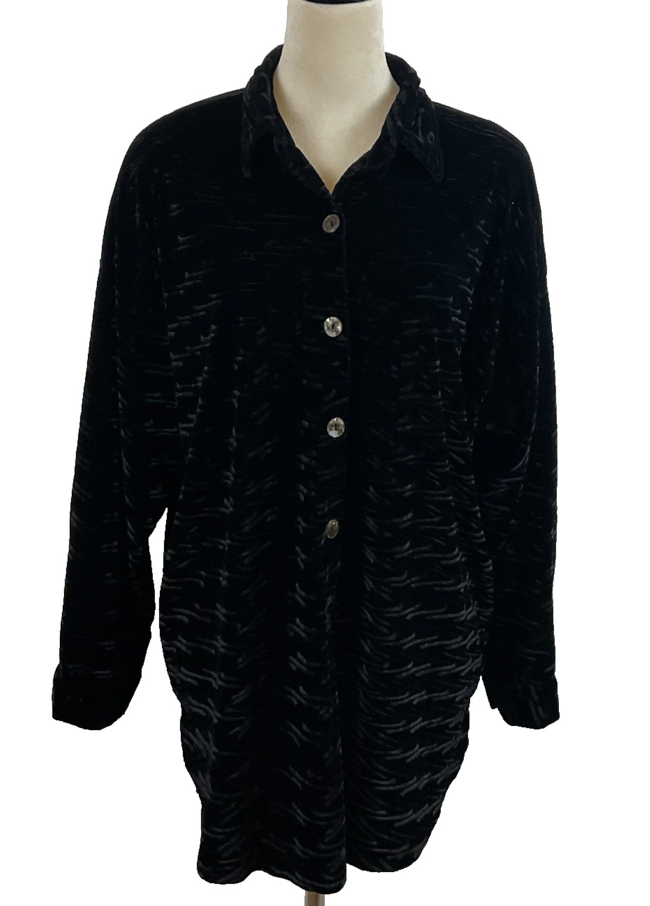 Exclusively Misook Top One Size Button Front Velv… - image 1