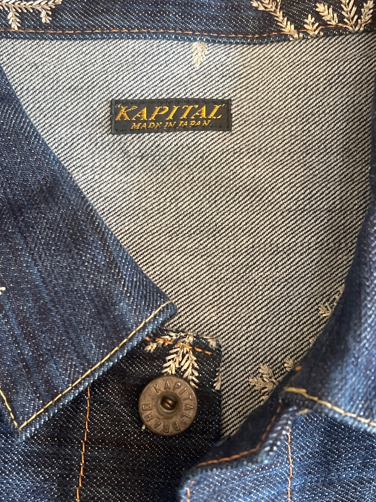 KAPITAL 14OZ DENIM SNOW PATTERN EMBROIDERY 1ST JKT JACKET image 2