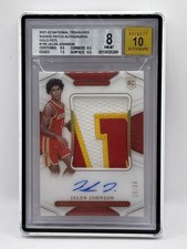 2024-25 Jalen Johnson Panini National Treasures Patch Auto /24 #139 FOTL BGS 8