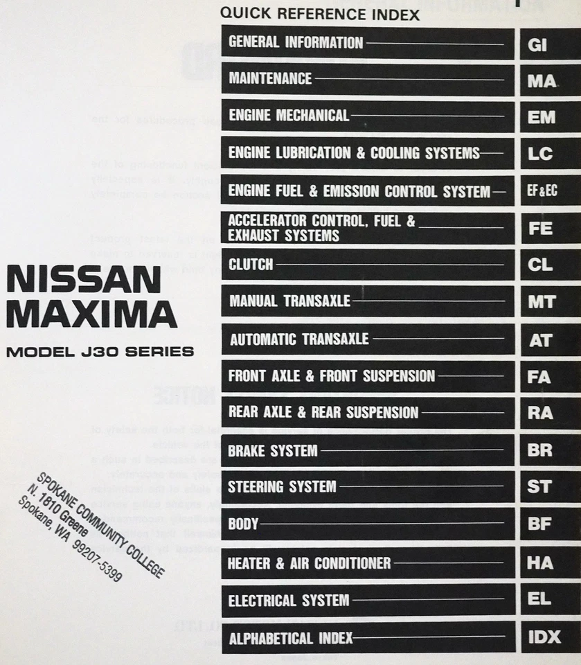 Nissan Máxima 1994 manual de servicio de fábrica original libro de reparación de taller GXE SE Foto 3 de 3