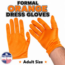 BRIGHT ORANGE HAND GLOVES Formal Costume Adult Clown Mime Dress Circus Dance