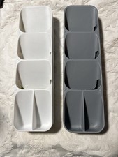 Lot of 2 Drawer Organizers White  Gray 3-Compartment Plastic Storage Bins