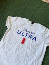 Mens Michelob Ultra Beer White Graphic Spell Out Logo T Shirt XL