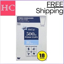WinCup Foam Drink Cups White 16 oz Bulk Pack free shipping