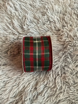Celebrate It Christmas Metallic Plaid Wired Crafting Ribbon 2.5 inches x 20 ft.