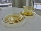 Vintage Federal Patrician Amber Yellow Depression Glass Cup and Saucer Set