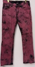 True Religion Acid Washed Jeans Straight Stretch Flap Pockets Pants Sz 34