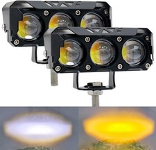Led Yellowwhite Dual Color Motorcycle Driving Fog Lights Bar 2pcs Pod Lights
