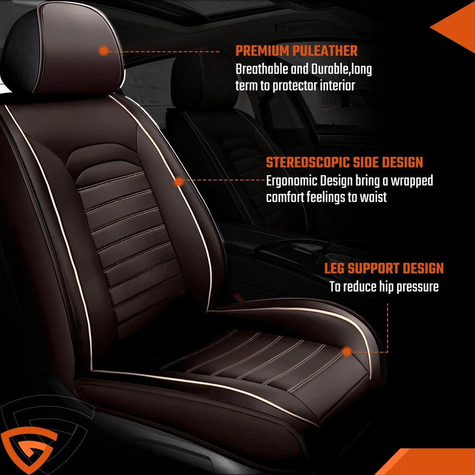 Conjunto completo de capa de assento de carro de couro 5 lugares almofada protetora traseira frontal para Toyota - Imagem 4 de 4