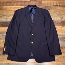 Jos A Bank Tailored Fit Blazer 41 Navy Blue Gold Buttons Sport Coat