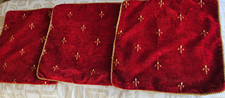 Cushion covers X 3 Fleur de Lys design Burgundy red colour Good cond. 45cmx45cm.
