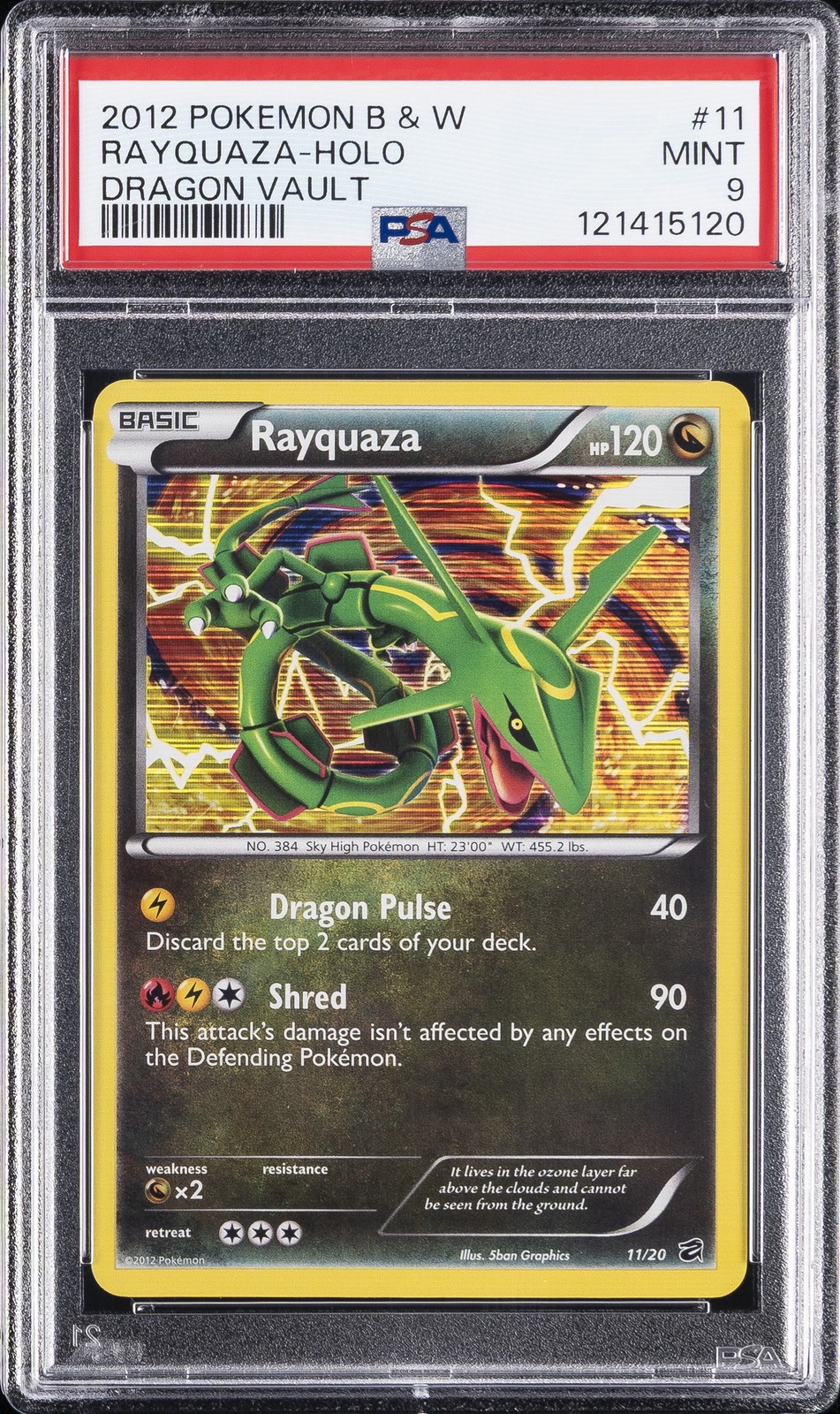 2012 POKEMON BLACK & WHITE DRAGON VAULT #11 RAYQUAZA-HOLO PSA 9