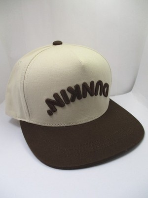 Dunkin Donuts Upside Down Logo Snapback Hat Brown Cream EST 1950 Adjustable Cap