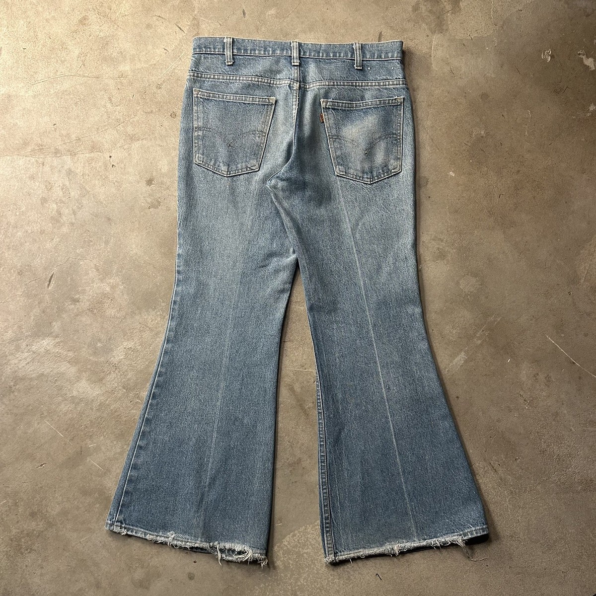 Vintage 70s Levi's 684 Orange Tab Bell Bottoms Light Wash 34 x 30