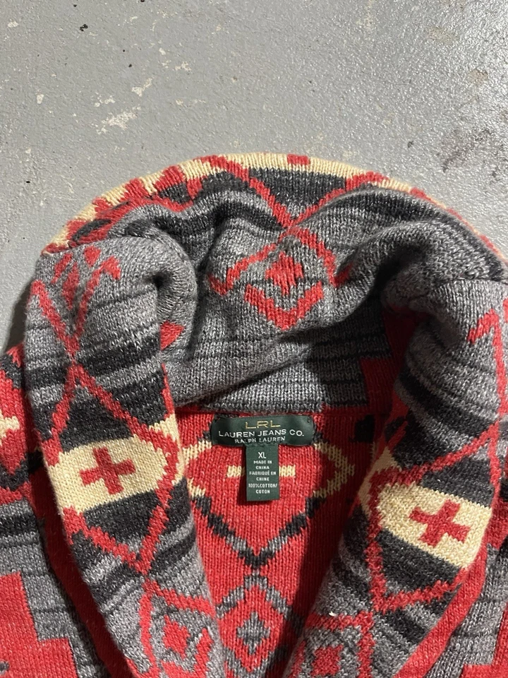 SUÉTER CARDIGÃ TRIBAL ASTECA SUDOESTE FEMININO LAUREN RALPH LAUREN LRL XL - Imagem 3 de 4