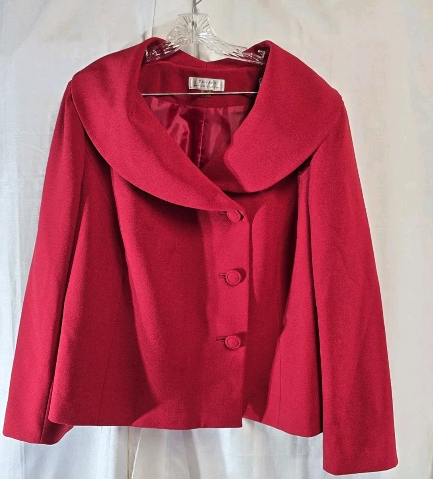 Tahari ASL юбка костюм женщин Sz 20W 2 изделия принцев воротник карьера бизнес красный - Изображение 4 из 4