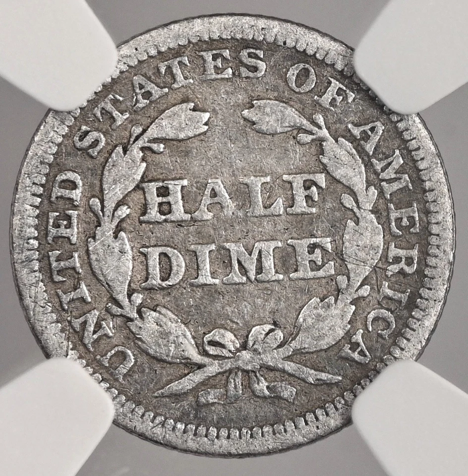 1843  H10C LIBERTY SEATED HALF DIME  NGC FINE DETAILS "SCRATCHES"  #8404748-024 - Image 3 of 4
