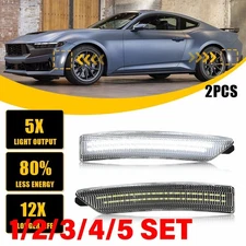 Clear Lens Side Marker Indicator Light White For Ford Mustang 2024-2025 1-5SET