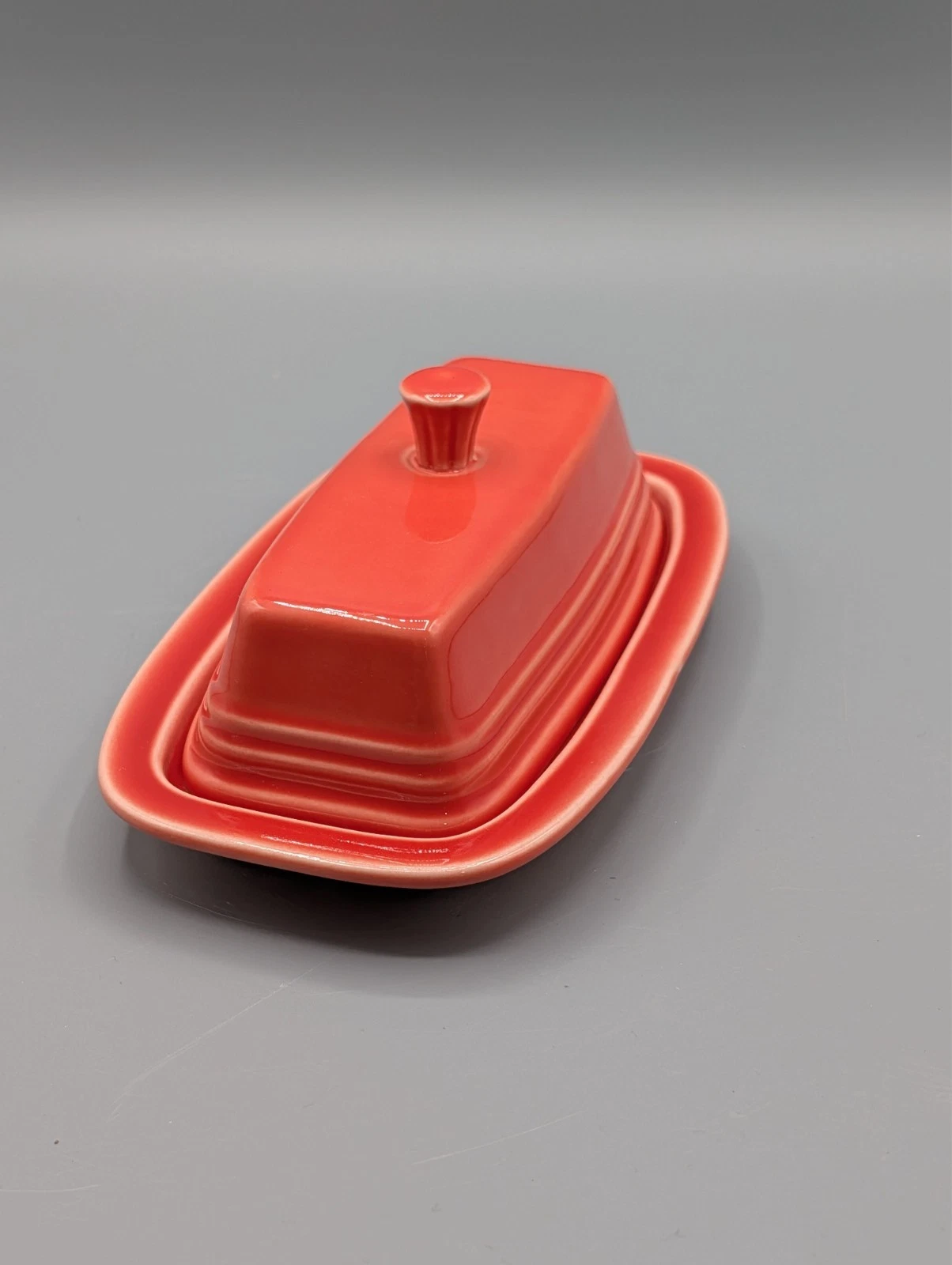 Fiestaware Homer Laughlin HLC Fiesta Scarlet Red Covered Butter Dish Retired