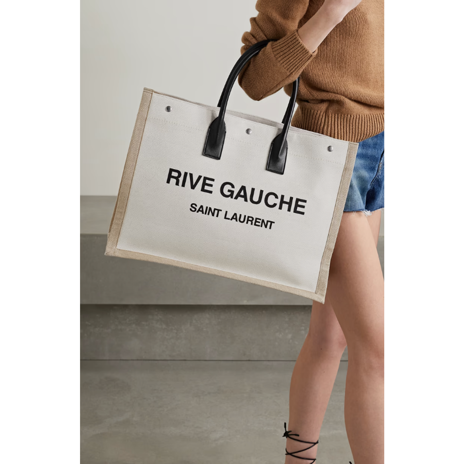 BORSA TOTE GRANDE ESTIVA SAINT LAURENT YSL RIVE GAUCHE TELA PELLE $2K