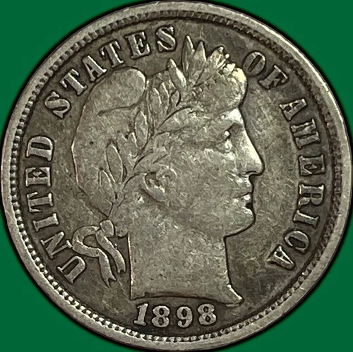 1898 Barber Dime Silver Choice Very Fine VF+ Coin #33550