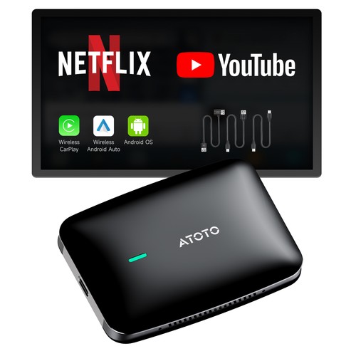 ATOTO Real Gen AI Power AI Box Wireless CarPlay&Android Auto Adapter GPS Dual BT