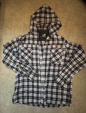 Men’s Animal Surf Hooded Overshirt Size L Black And White Check
